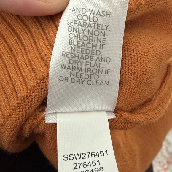 J. Jill V-Neck Casual Cotton Sweater in Warm Orange/Mustard- Size Medium - Picture 6 of 6